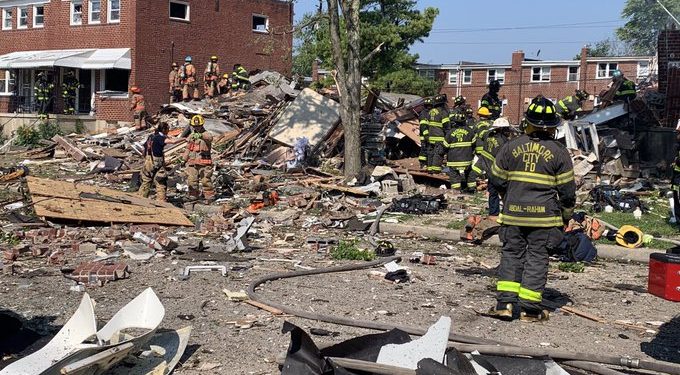 Explosión de gas destruyó tres edificios residenciales en Baltimore