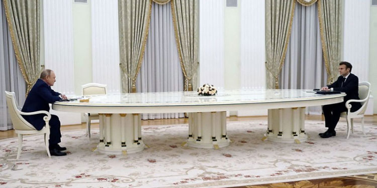 Vladimir Putin y Emanuel Macron se reunieron hoy en el Kremlin.