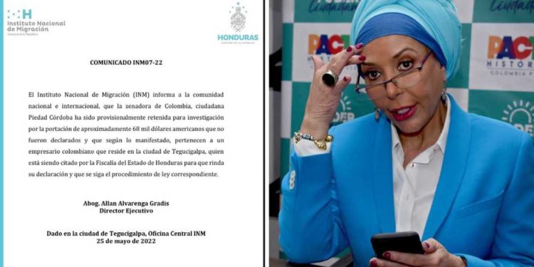 Piedad Córdoba llegó a Bogotá, pero sin los $ 62.720