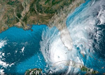 Esta es una de las vistas aéreas más reciente, con la ubicación del Huracán Ian.