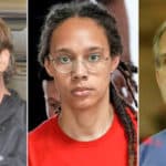 El traficante de armas Viktor Bout, conocido como el "mercader de la muerte", y los rehenes Brittney Griner y Paul Whelan.