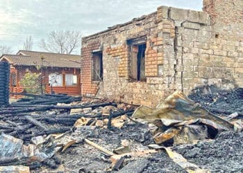 Así quedó el complejo hotelero, en las afueras de la ciudad de Melitópol, utilizado como cuartel militar, por los rusos y el grupo Wagner.