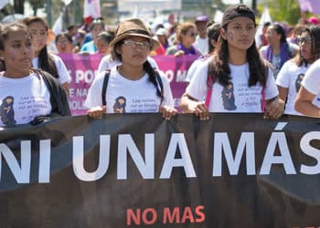 Una marcha femenina en 2021, contra el feminicidio en Nicaragua. Hoy es imposible hacerla. Foto cortesía Confidencial.