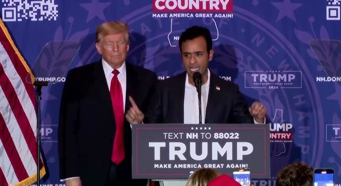 Trump y Ramaswamy se unen en New Hampshire para derrotar al "corrupto de Joe Biden"