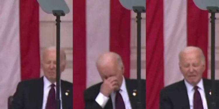 ¿"Sleepy Joe"? Biden se queda dormido durante discurso en Memorial Day