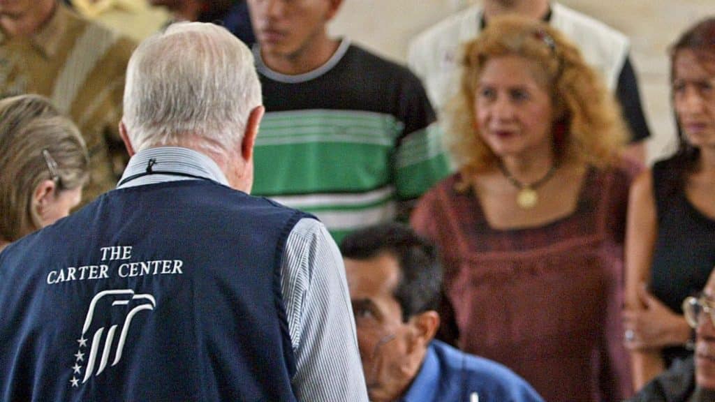 Observadores del Centro Carter en Venezuela durante la elección presidencial. Foto Cortesía CNN